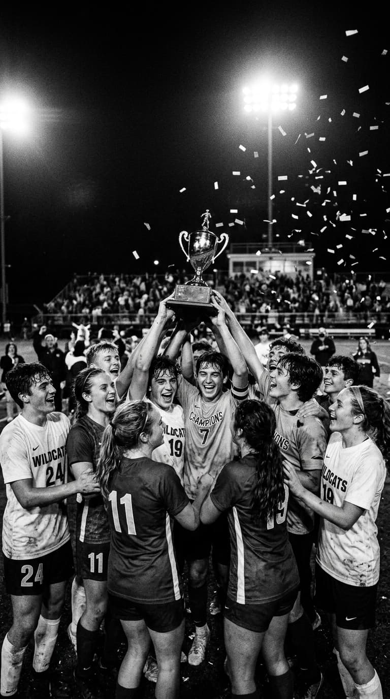 Estudiantes celebrando trofeo Copa Atlas